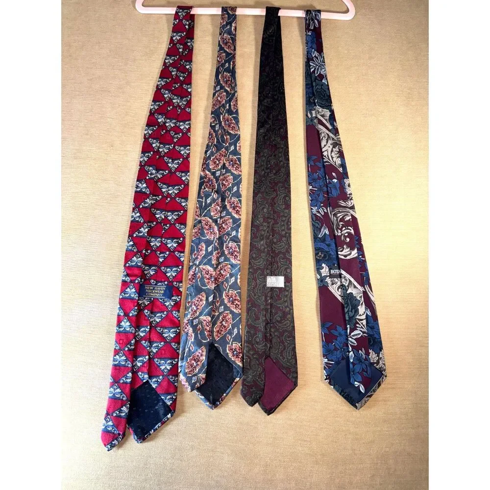 4 Ties; Botany 500, Stafford Executive, A Silk Tie, New Haven Neckwear Co. Tie